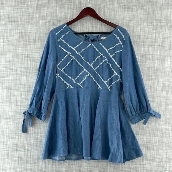 Ryu Size Large 3/4 Sleeve mini scatter dress Women's 8562 - Picture 1 of 10